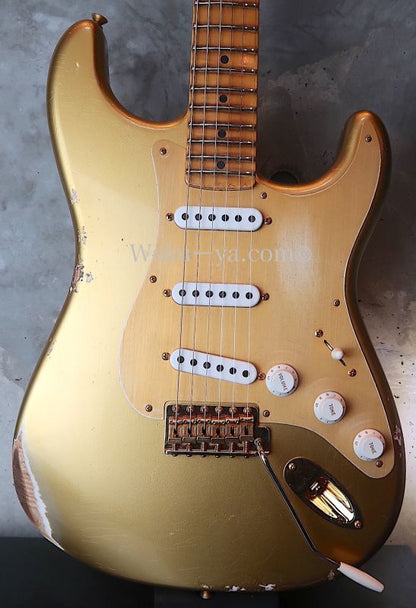 Fender Custom Shop Limited Edition 1955 Stratocaster Bone Tone / HLE Gold Aged Relic