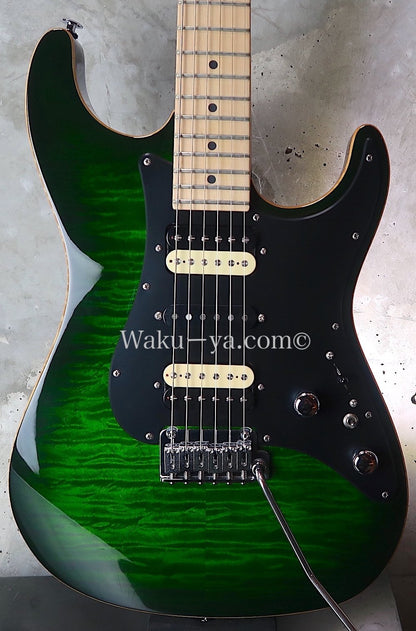 Suhr Standard Zebra PU / Half Matching HEAD /Lime Green Burst